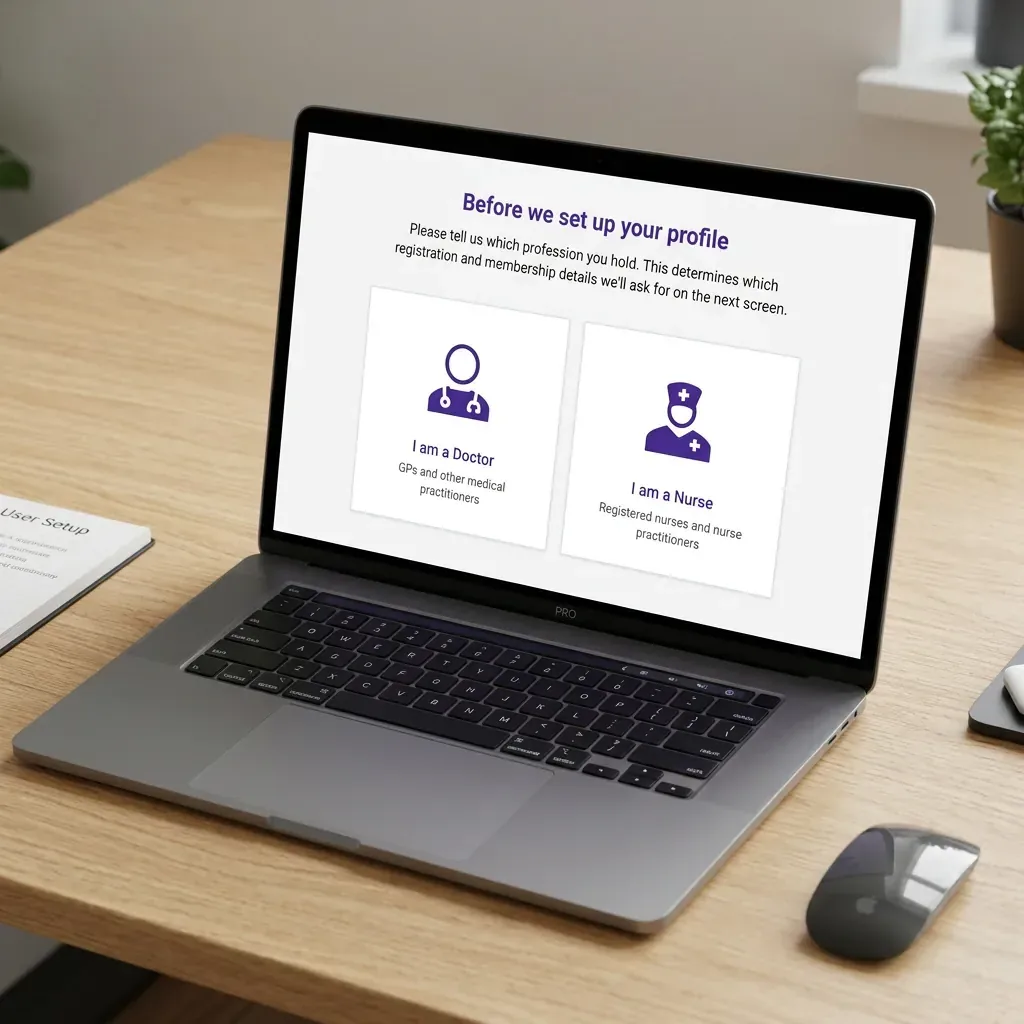 Clinical audit web platform shown on a MacBook